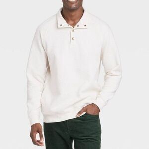 Goodfellow & Co Ivory Quilted Snap Pullover Sweatshirt